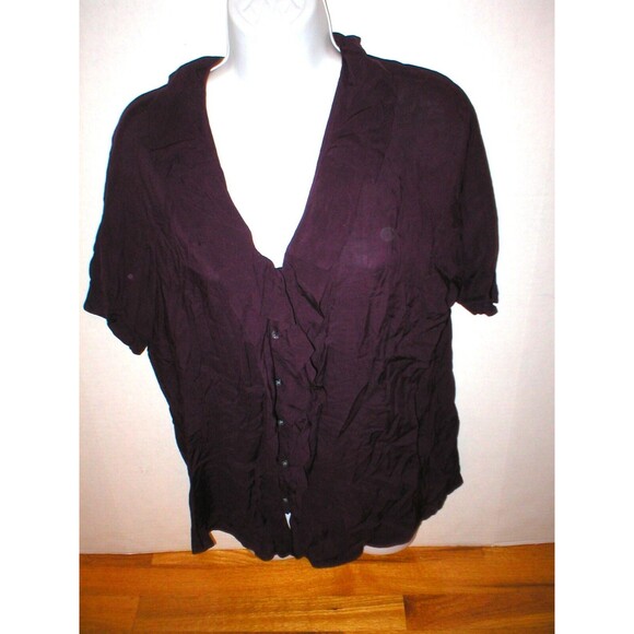 New Womens Express Top XS Dark Purple Small Nice Work School Blouse SS Viscose - Picture 1 of 10